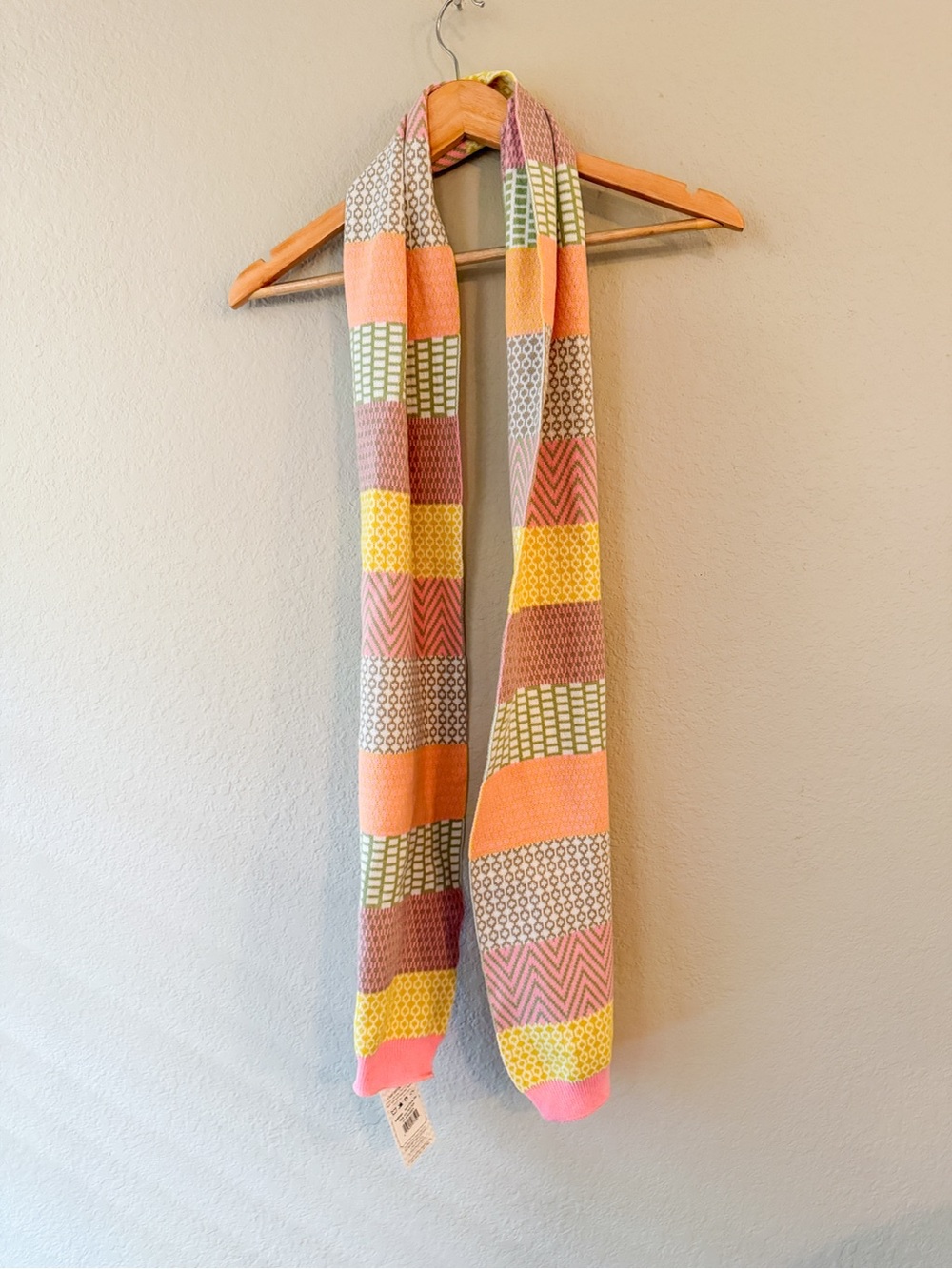 Multicolor Patterned Knit Scarf - Pink, Orange, Yellow World Softest Scarf NWT